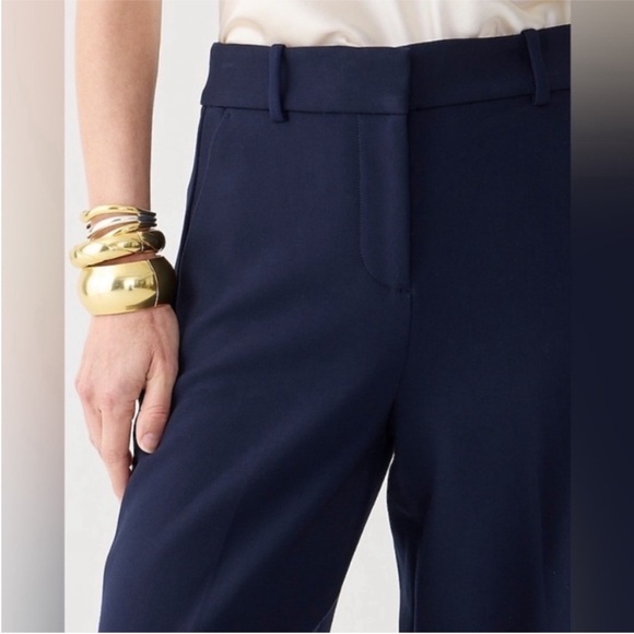 NWOT J. Crew | Sydney Wide Leg Crop Pants in Four Season Stretch | Navy | 8 - Picture 3 of 14